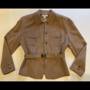 Ann Taylor Brown Belted Blazer 100% Wool Sz. 10